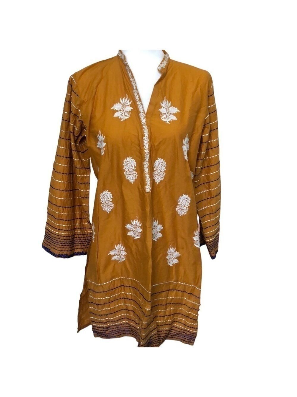 Junaid Jamshed Womens J. PRET Mustard Yellow Top Kurta Tunic Size M 12